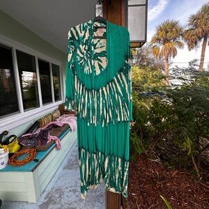 Green Tie-Dye Maxi Bolero